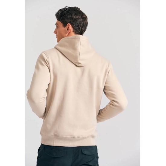 FUNKY BUDDHA FBM012-001-06 GREIGE Ανδρική φούτερ ζακέτα με κουκούλα