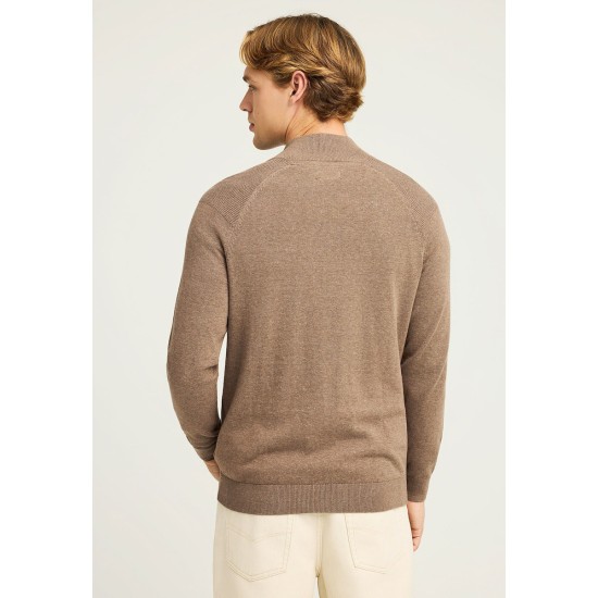 FUNKY BUDDHA FBM012-003-09 CIGAR Πλεκτό πουλόβερ με φερμουάρ στο λαιμό