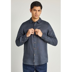 FUNKY BUDDHA FBM013-001-05 DK GREY Essential λινό πουκάμισο