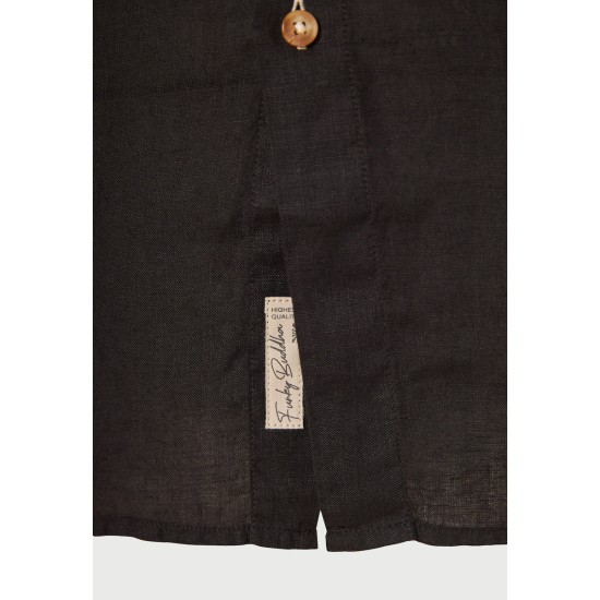 Ανδρικό λινό πουκάμισο με λαιμό mao FBM013-003-05 BLACK 