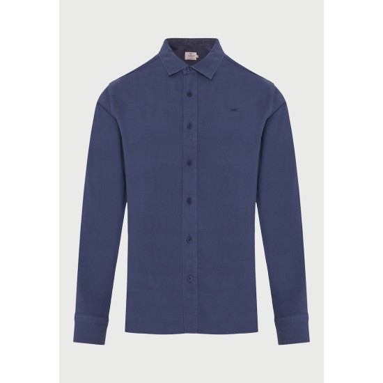 FUNKY BUDDHA FBM013-051-05 INDIGO Ανδρικό πουκάμισο από βαμβάκι