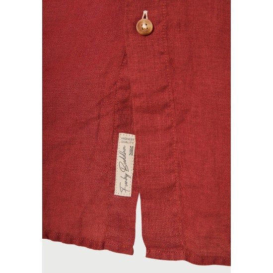 Ανδρικό λινό πουκάμισο με λαιμό mao FBM013-003-05 HENNA BROWN