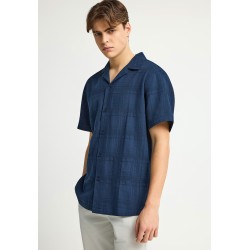 FUNKY BUDDHA FBM013-027-05 NAVY κοντομάνικο πουκάμισο από βαμβάκι