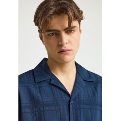 FUNKY BUDDHA FBM013-027-05 NAVY κοντομάνικο πουκάμισο από βαμβάκι