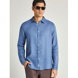 FUNKY BUDDHA FBM013-001-05 INDIGO Essential λινό πουκάμισο