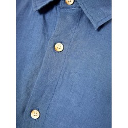 FUNKY BUDDHA FBM013-001-05 INDIGO Essential λινό πουκάμισο