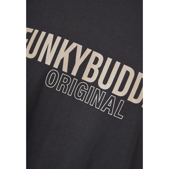 FUNKY BUDDHA FBM013-032-04 ANTHRACITE T-shirt με τύπωμα στο στήθος