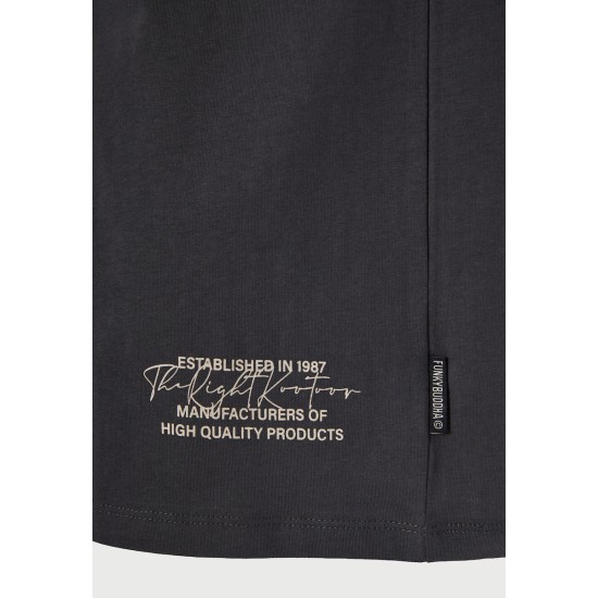 FUNKY BUDDHA FBM013-032-04 ANTHRACITE T-shirt με τύπωμα στο στήθος