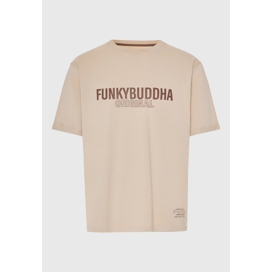 FUNKY BUDDHA FBM013-032-04 FOG T-shirt με τύπωμα στο στήθος