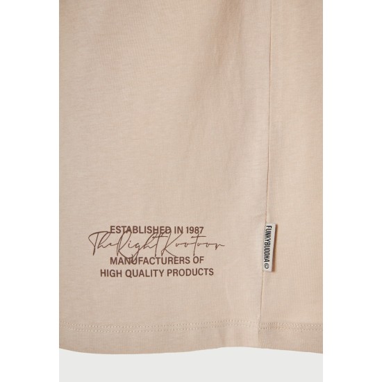 FUNKY BUDDHA FBM013-032-04 FOG T-shirt με τύπωμα στο στήθος