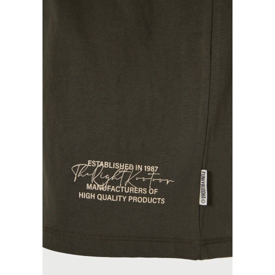 FUNKY BUDDHA FBM013-032-04 DUSTY OLIVE T-shirt με τύπωμα στο στήθος