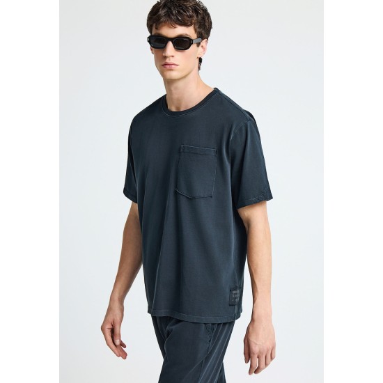 FUNKY BUDDHA FBM013-006-04 BLACK Ανδρικό relaxed t-shirt από βαμβάκι 