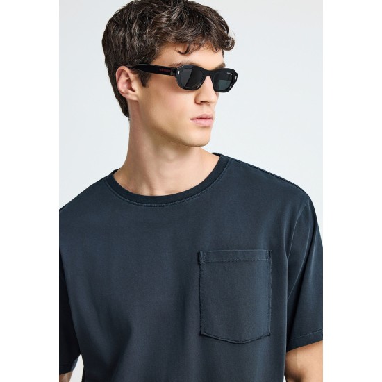 FUNKY BUDDHA FBM013-006-04 BLACK Ανδρικό relaxed t-shirt από βαμβάκι 
