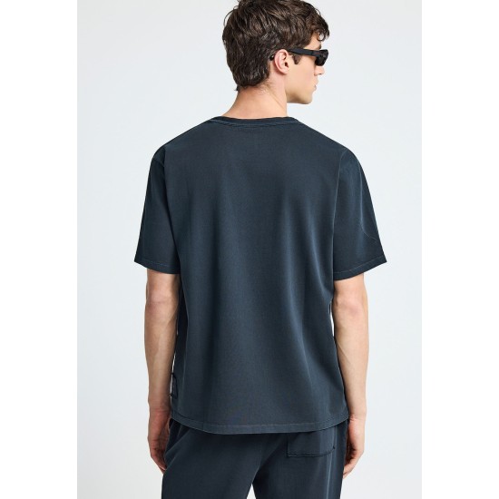 FUNKY BUDDHA FBM013-006-04 BLACK Ανδρικό relaxed t-shirt από βαμβάκι 