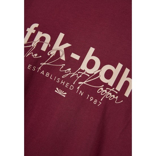 FUNKY BUDDHA FBM013-036-04 BURGUNDY T-SHIRT
