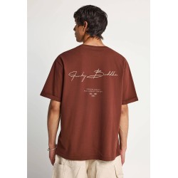 FUNKY BUDDHA FBM013-013-04 BRUNETTE Ανδρικό βαμβακερό t-shirt με τύπωμα