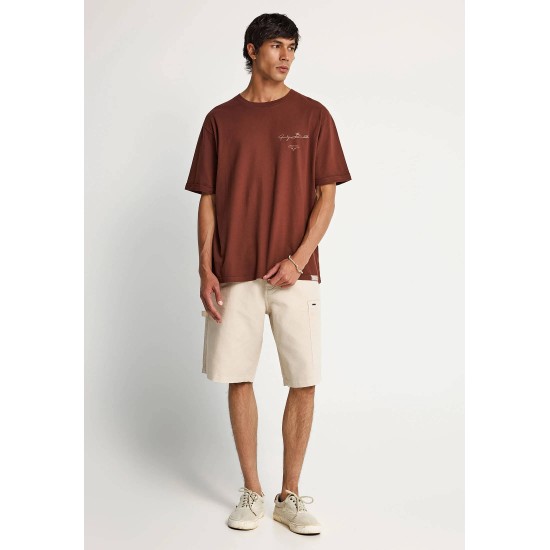 FUNKY BUDDHA FBM013-013-04 BRUNETTE Ανδρικό βαμβακερό t-shirt με τύπωμα