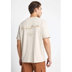 FUNKY BUDDHA FBM013-013-04 CLOUD CREAM Ανδρικό βαμβακερό t-shirt με τύπωμα