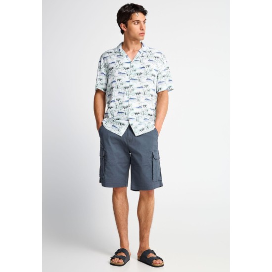 FUNKY BUDDHA FBM013-030-03 DUSTY BLUE Ανδρική cargo βερμούδα 
