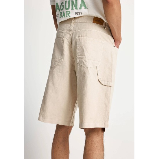 FUNKY BUDDHA FBM013-035-03 CLOUD CREAM  Ανδρική cargo βερμούδα 