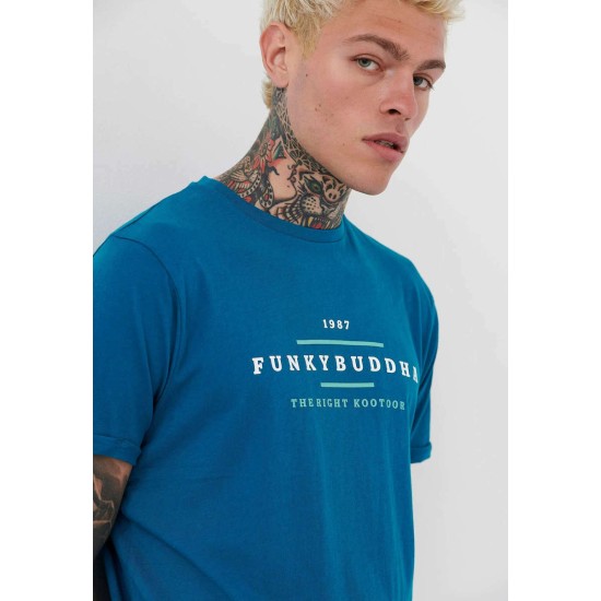 FUNKY BUDDHA FBM005-027-04 Deep Teal T-shirt