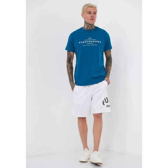 FUNKY BUDDHA FBM005-027-04 Deep Teal T-shirt