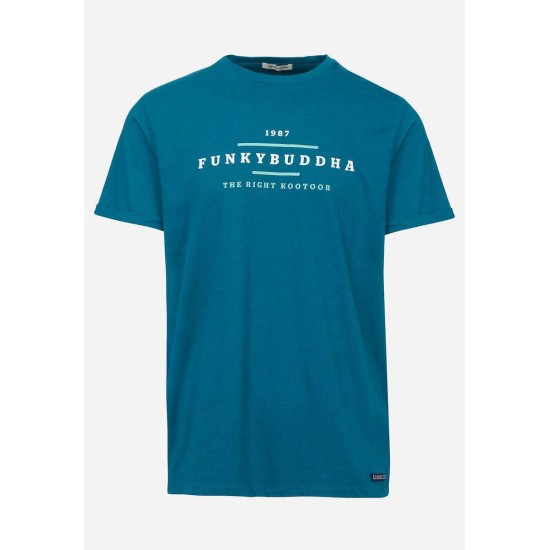 FUNKY BUDDHA FBM005-027-04 Deep Teal T-shirt