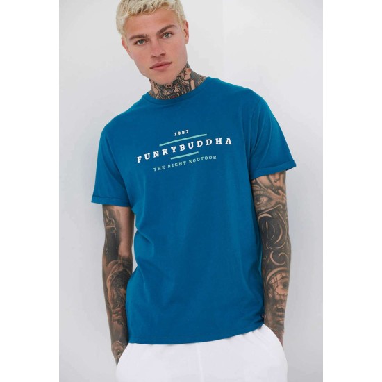 FUNKY BUDDHA FBM005-027-04 Deep Teal T-shirt