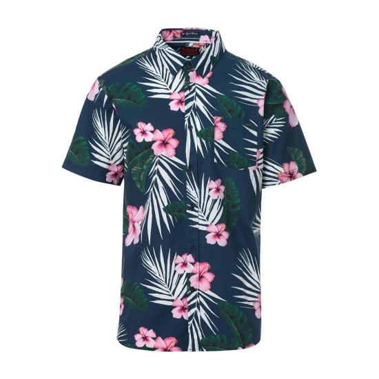 FUNKY BUDDHA FBM005-051-05 Blue Πουκάμισο φλοράλ