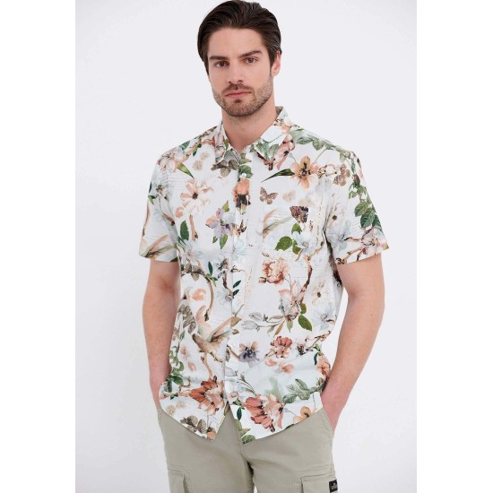 FUNKY BUDDHA FBM005-058-05 Off White Πουκάμισο φλοράλ 