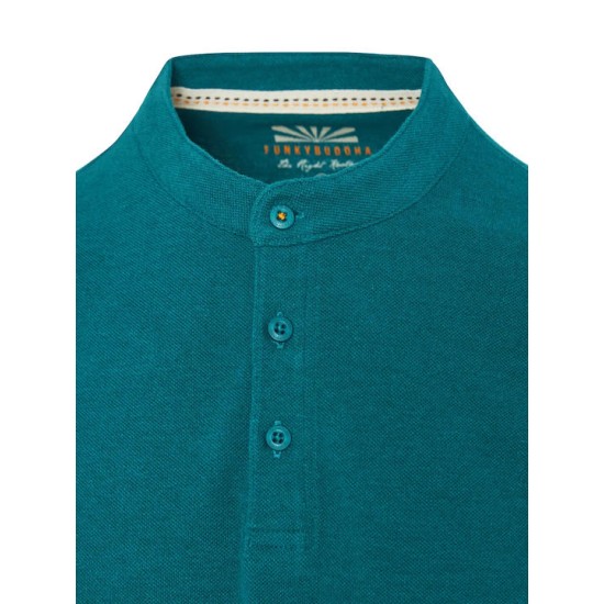 FUNKY BUDDHA FBM009-008-11 TEAL MEAL πόλο με λαιμό mao