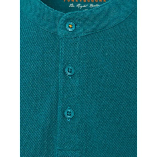 FUNKY BUDDHA FBM009-008-11 TEAL MEAL πόλο με λαιμό mao