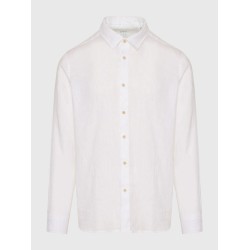 FUNKY BUDDHA FBM009-001-05 WHITE Essential λινό πουκάμισο