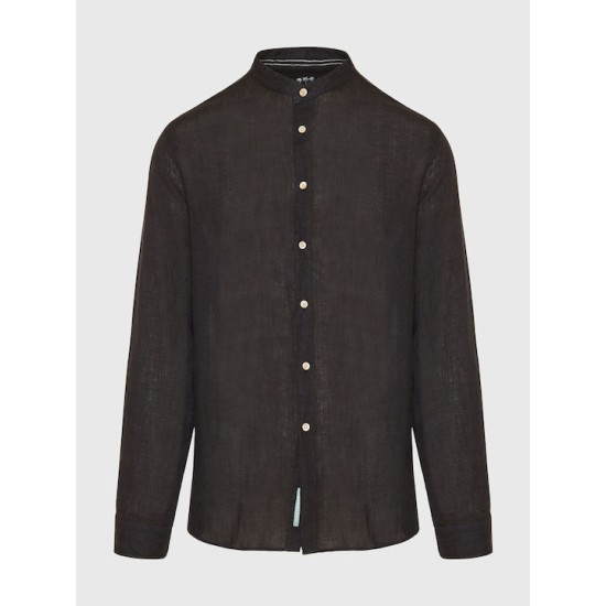 Ανδρικό λινό πουκάμισο με λαιμό mao FBM009-003-05 BLACK 