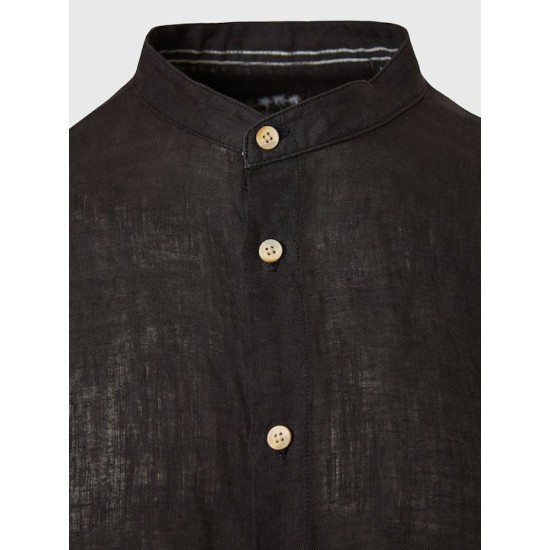 Ανδρικό λινό πουκάμισο με λαιμό mao FBM009-003-05 BLACK 