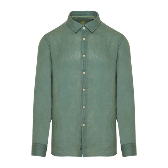 FUNKY BUDDHA FBM009-001-05 FOREST GREEN Essential λινό πουκάμισο