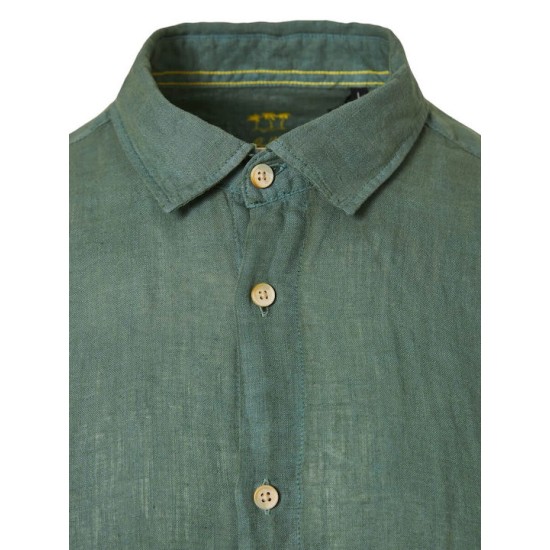 FUNKY BUDDHA FBM009-001-05 FOREST GREEN Essential λινό πουκάμισο