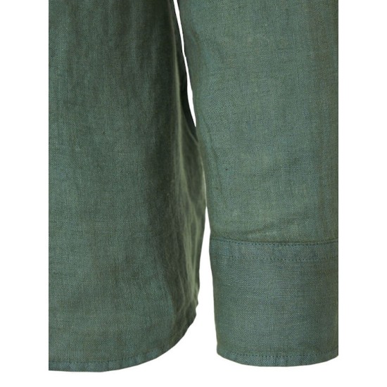 FUNKY BUDDHA FBM009-001-05 FOREST GREEN Essential λινό πουκάμισο