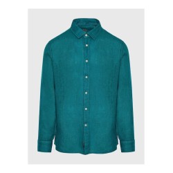 FUNKY BUDDHA FBM009-001-05 DEEP TEAL Essential λινό πουκάμισο