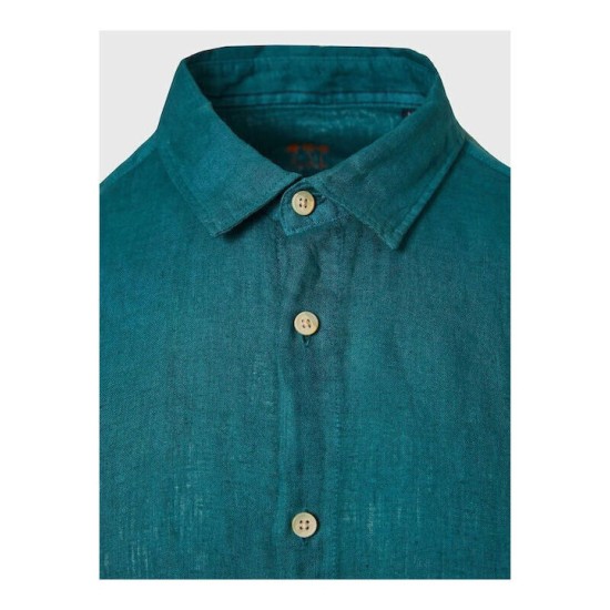 FUNKY BUDDHA FBM009-001-05 DEEP TEAL Essential λινό πουκάμισο