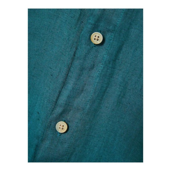 FUNKY BUDDHA FBM009-001-05 DEEP TEAL Essential λινό πουκάμισο