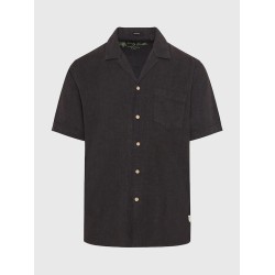 Funky Buddha Ανδρικό Πουκάμισο Κοντομάνικο Λινό FBM009-008-05 BLACK 