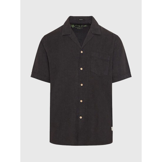 Funky Buddha Ανδρικό Πουκάμισο Κοντομάνικο Λινό FBM009-008-05 BLACK 