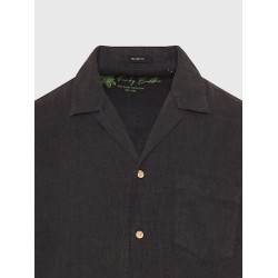 Funky Buddha Ανδρικό Πουκάμισο Κοντομάνικο Λινό FBM009-008-05 BLACK 