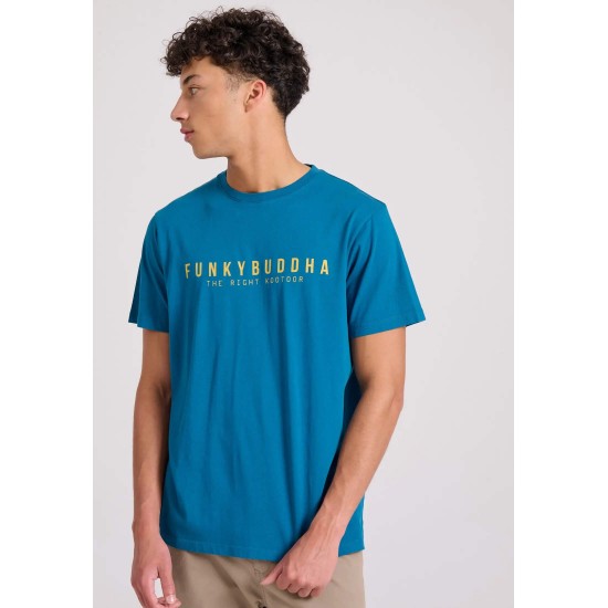 Ανδρικό  T-shirt με Funky Buddha τύπωμα FBM009-010-04 DEEP TEAL