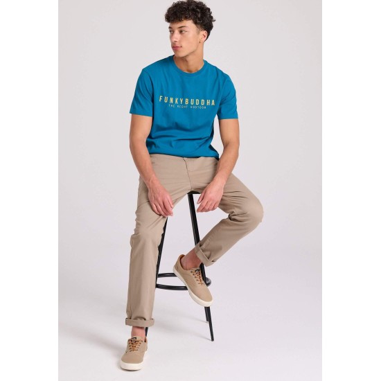 Ανδρικό  T-shirt με Funky Buddha τύπωμα FBM009-010-04 DEEP TEAL