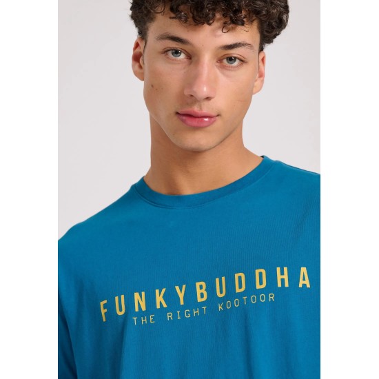 Ανδρικό  T-shirt με Funky Buddha τύπωμα FBM009-010-04 DEEP TEAL