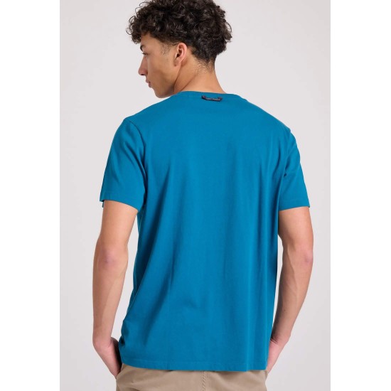Ανδρικό  T-shirt με Funky Buddha τύπωμα FBM009-010-04 DEEP TEAL