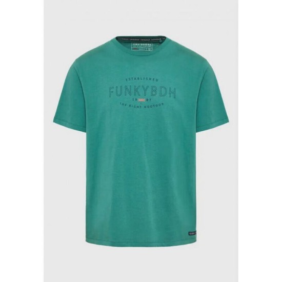 Ανδρικό  T-shirt με Funky Buddha τύπωμα FBM009-094-04 PALM LEAF