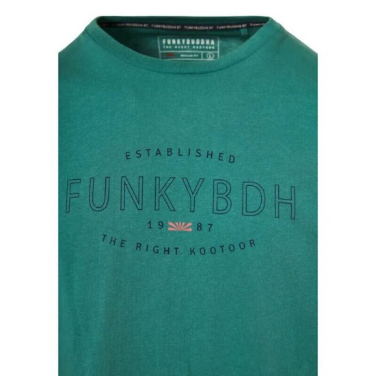 Ανδρικό  T-shirt με Funky Buddha τύπωμα FBM009-094-04 PALM LEAF